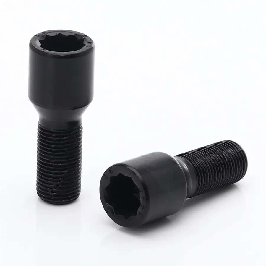 Set of 20 Short Black Star Bolts 12x1.5 + Key