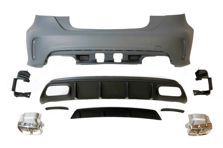 Paragolpes trasero Mercedes W176 2012-2018 A45 Look AMG Sensores - Plástico ABS