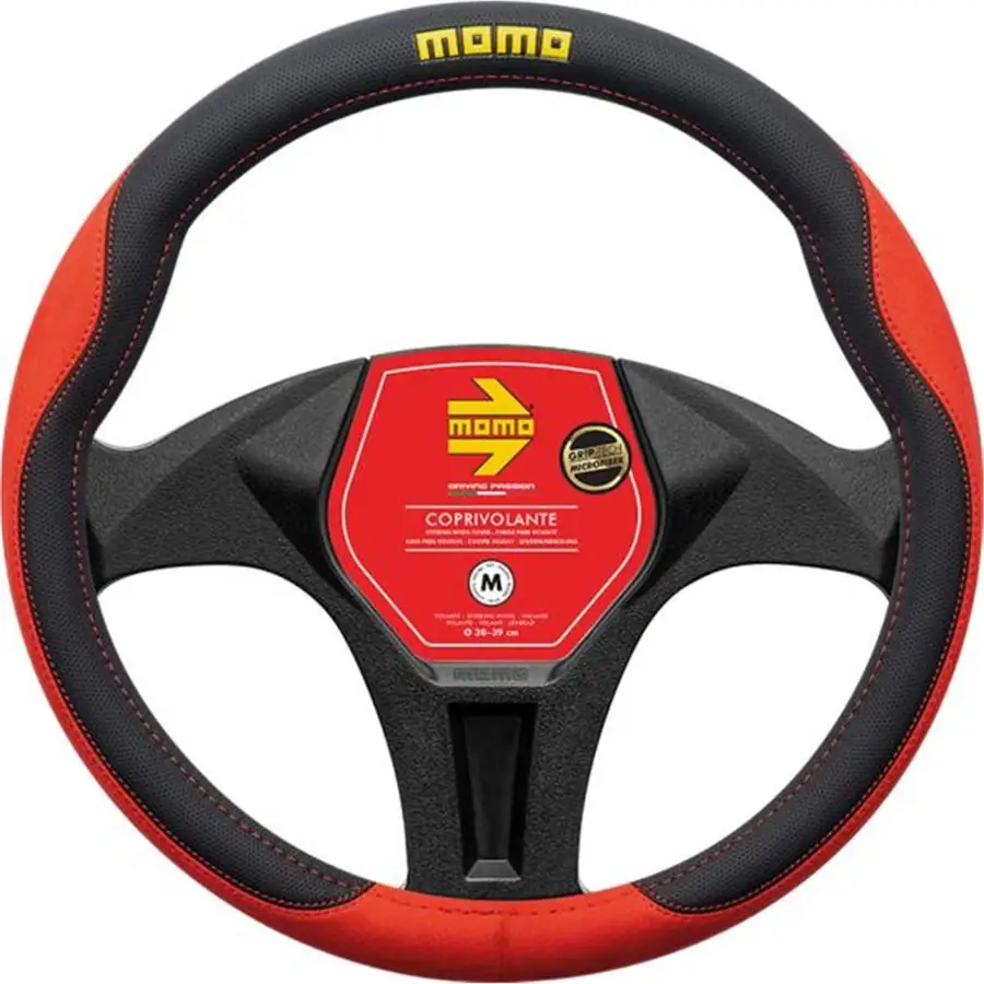 Funda De Volante MOMO Comfort Microf. Red-Black_M 38-39 cm