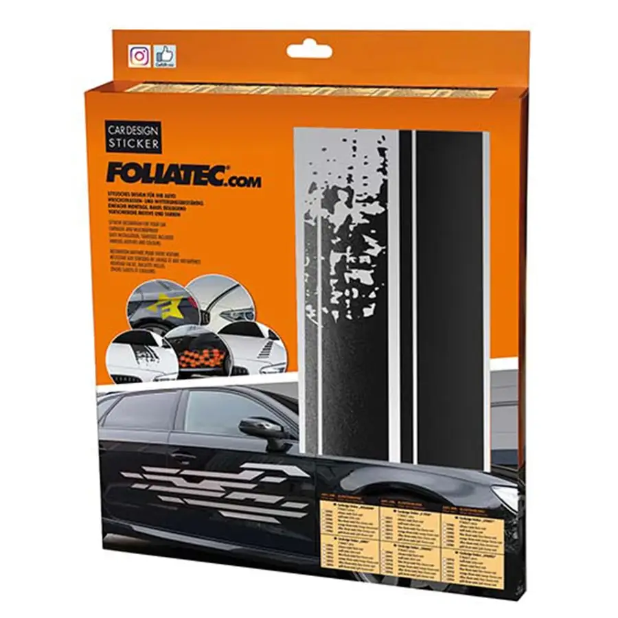 Foliatec Vinilo Decorativo Para Coche Diseñi Rayas Negra Mate 22 X 150 cm 2 Piezas
