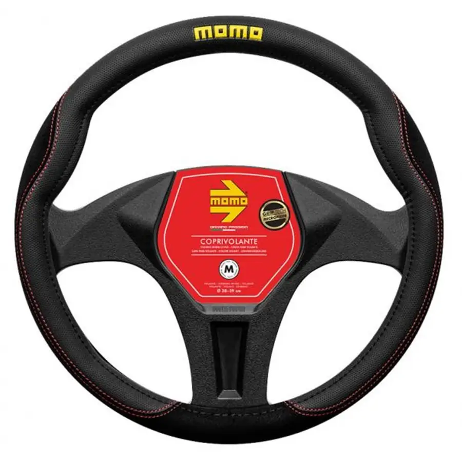 Funda De Volante MOMO Comfort Microf. Blk-Red Stc_M 38-39 cm