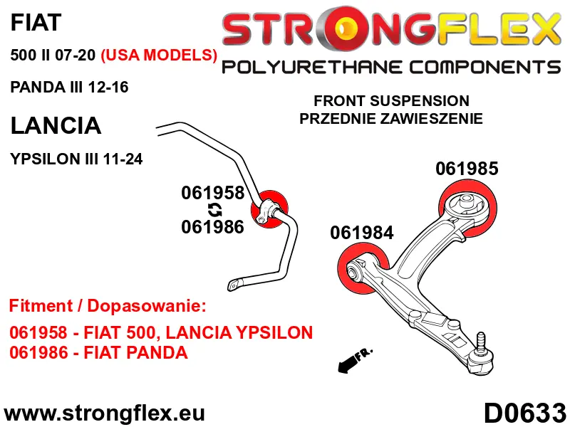 Silentblock de suspensión StrongFlex 061984B para StrongFlex Fiat 500 Ii 07-20