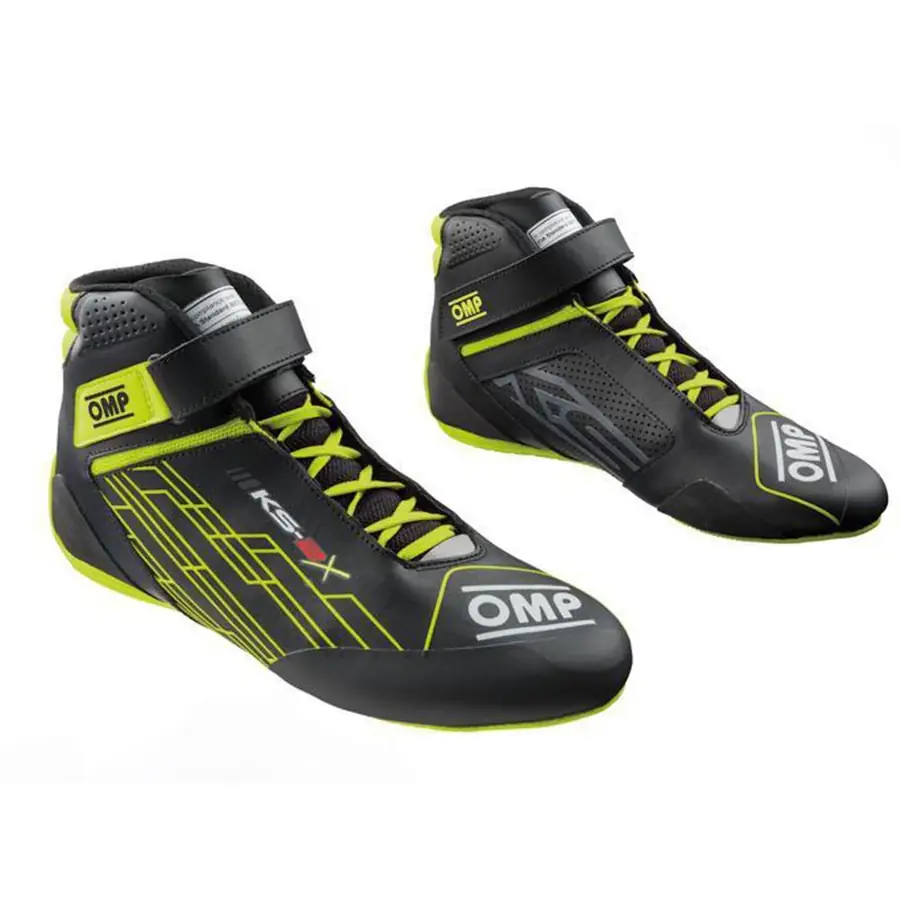 Botines karting OMP KS-2X Botines karting FIA 8877-2022 negro/amarillo flúor talla 42
