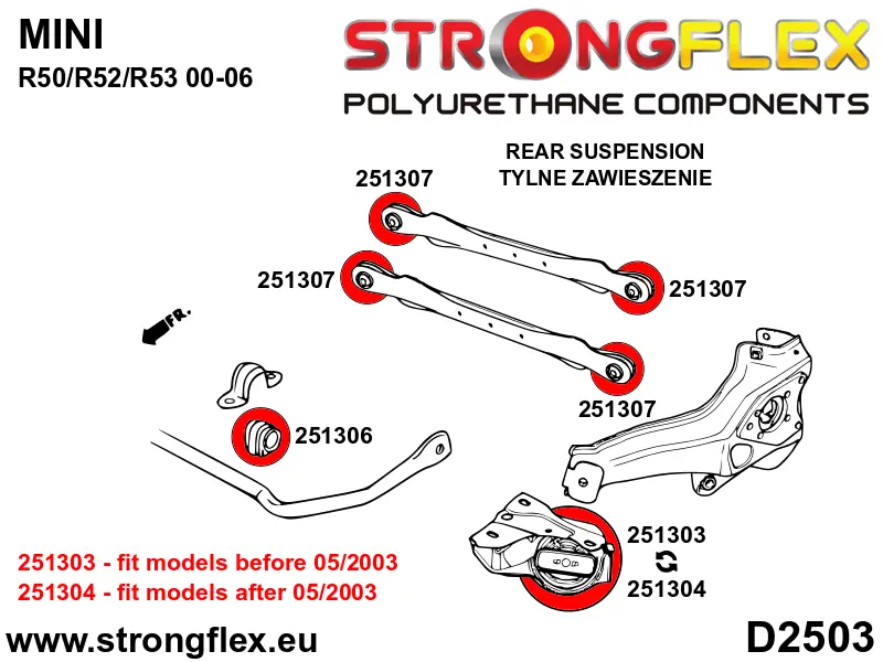 Silentblock de suspensión StrongFlex 251306B para StrongFlex Mini R60 Countryman / R61 Paceman 10-16