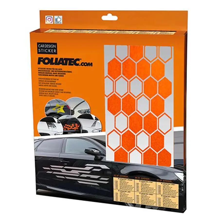 Foliatec Vinilo Decorativo Para Coche Diseño Hexagon Naranja