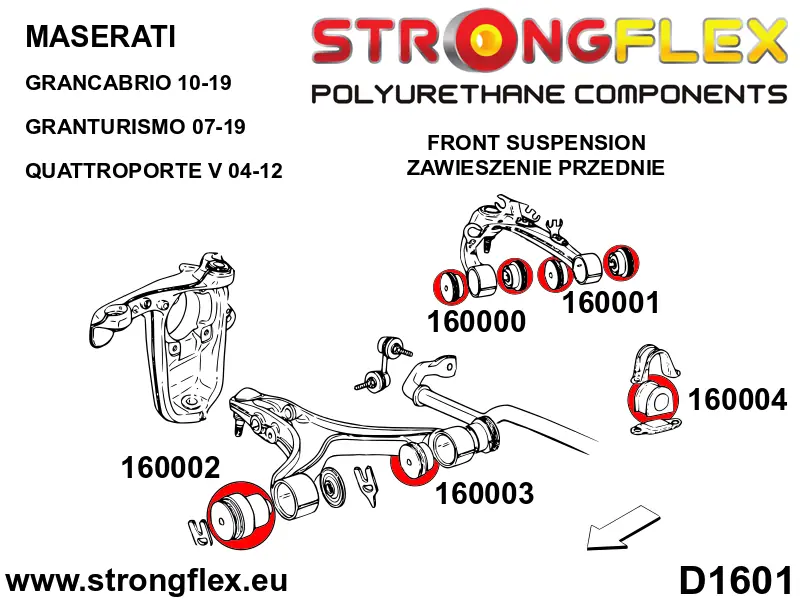Silentblock de suspensión StrongFlex 160004A para StrongFlex Maserati Grancabrio 10-19