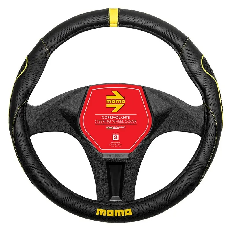 Funda De Volante MOMO 014 Supergrip Black-Yellow Pu S 36,5 cm-37,9 cm