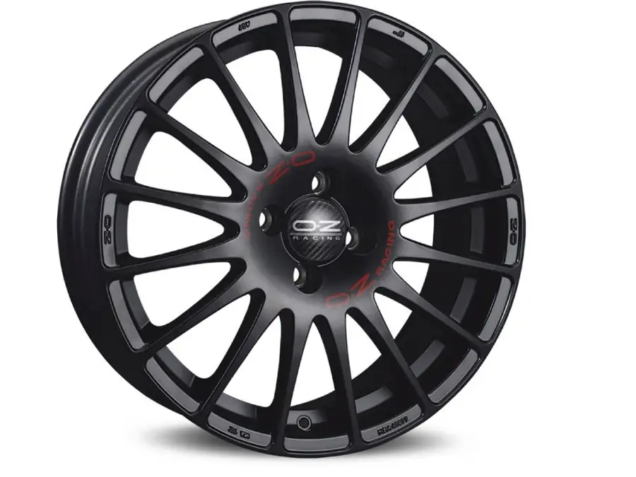 Llanta Superturismo GT OZ Racing Matt Black Red Lettering 7x18 4x100 ET45
