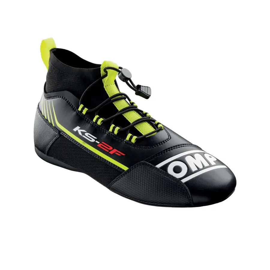 Botines karting OMP KS-2F negro/amarillo flúor talla 41