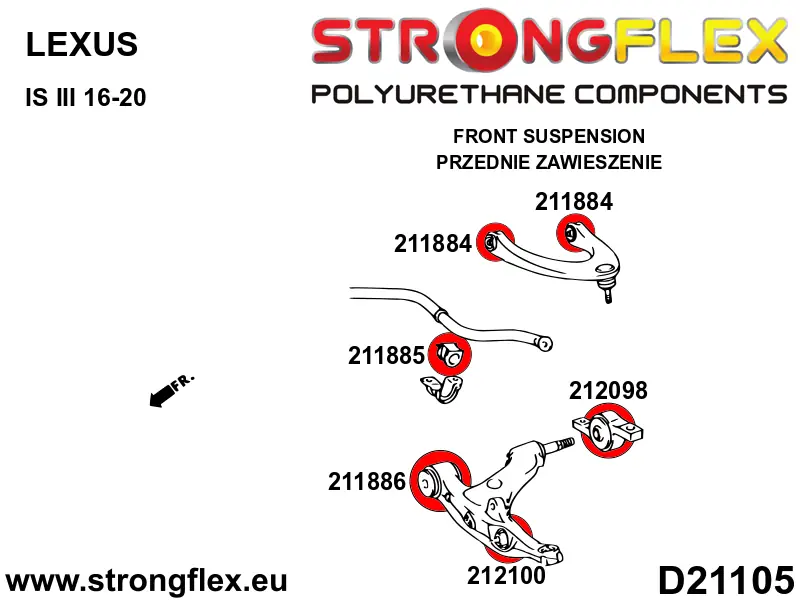 Silentblock de suspensión StrongFlex 211884B para StrongFlex Lexus Is / F Iii Xe30 13-20