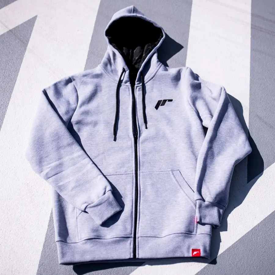 Sudadera JR Logo unisex con cremallera, gris claro, talla L
