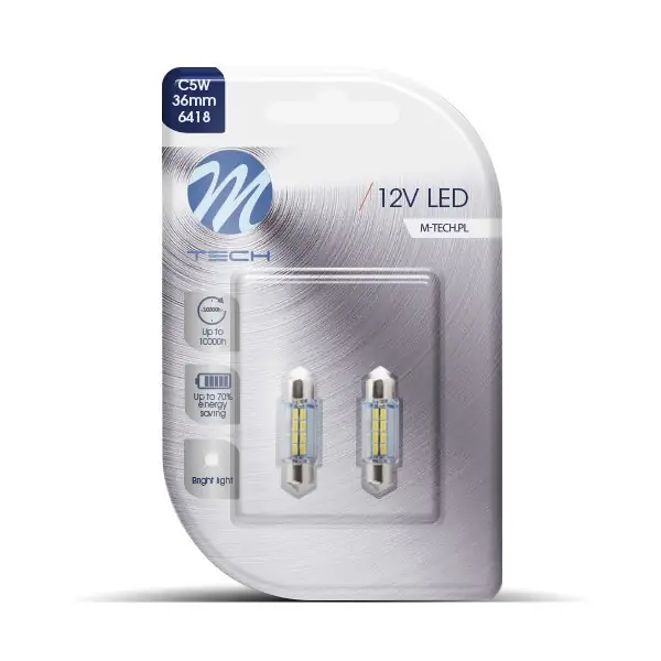 M-Tech Blister 2X LED L085W - C5W 36 mm 8Xsmd3014 Blanco
