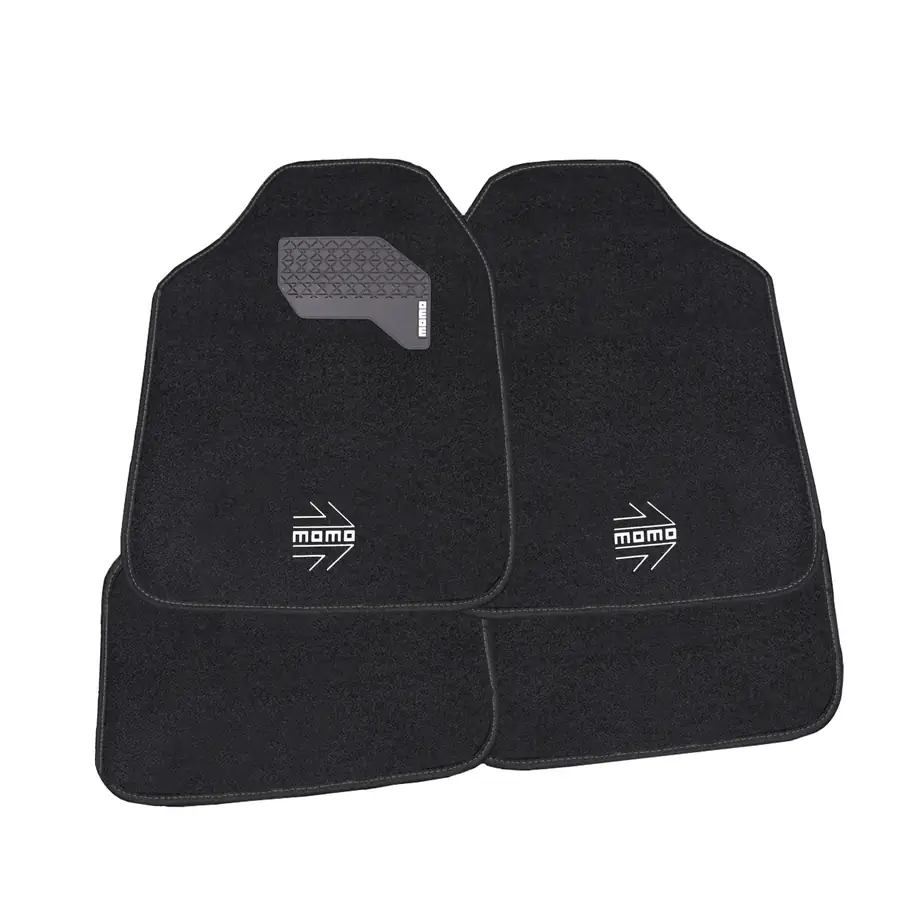 Set Completo 4 Piezas Alfombras MOMO 015 Universales Negro/Blanco