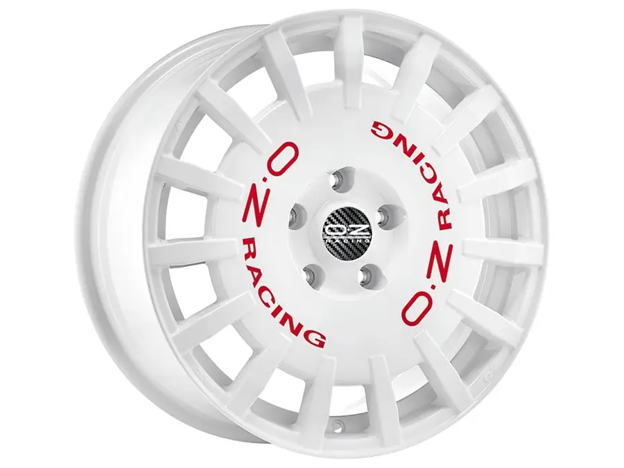 Llanta OZ Rally Racing White Red Lettering 7x17 4x100 ET45