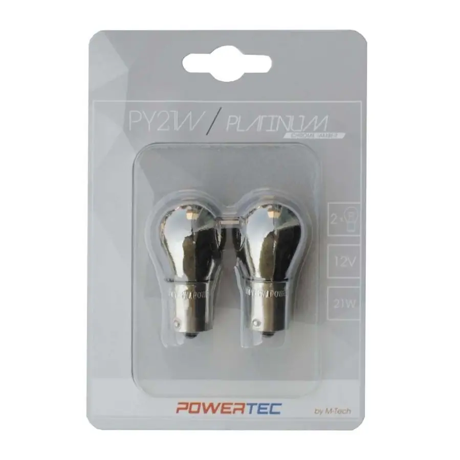 M-Tech Powertec Platinum Bau15S Py21W S25 21W 12V Chrome Blister