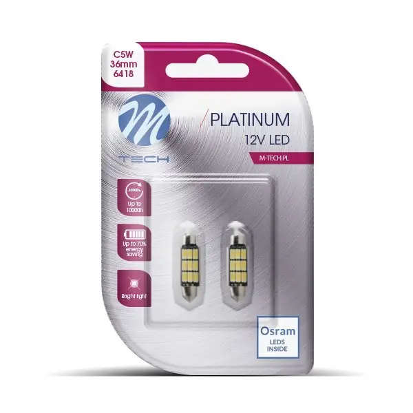 M-Tech Blister 2X LED L815Ww - C5W 36 mm 9Xsmd5630 Blanco Cálido