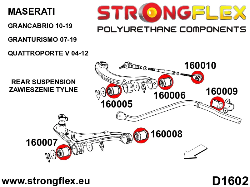 Silentblock de suspensión StrongFlex 160010A para StrongFlex Maserati Grancabrio 10-19