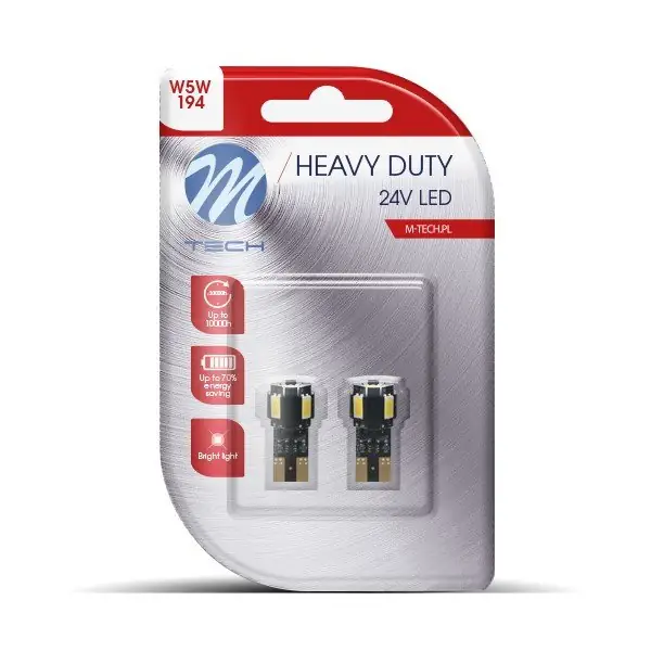 Blister 2X M-Tech Hd Lb9804W W5W 4Xsmd5630 + 1Xhp LED 24V White