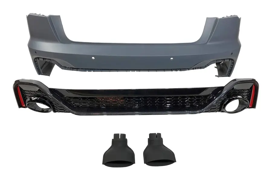 Paragolpes trasero Audi A6 C8 Avant 2020 Look RS6 Carbono - Plástico ABS
