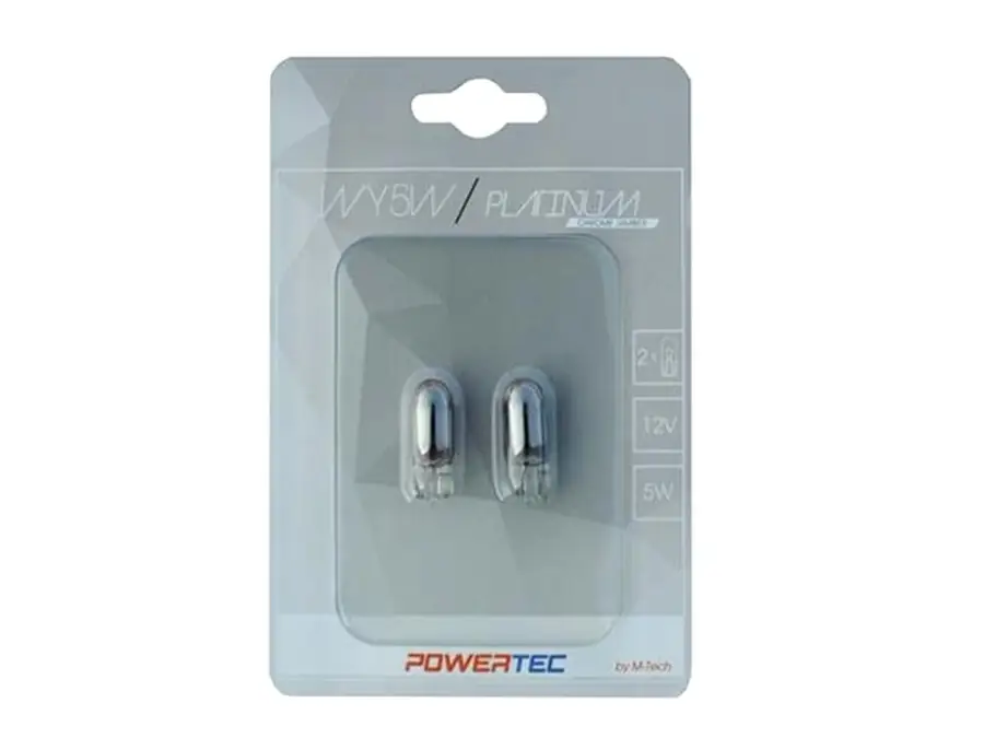 M-Tech Powertec Platinum Wy5W T10 5W Wedge 12V Chrome Blister