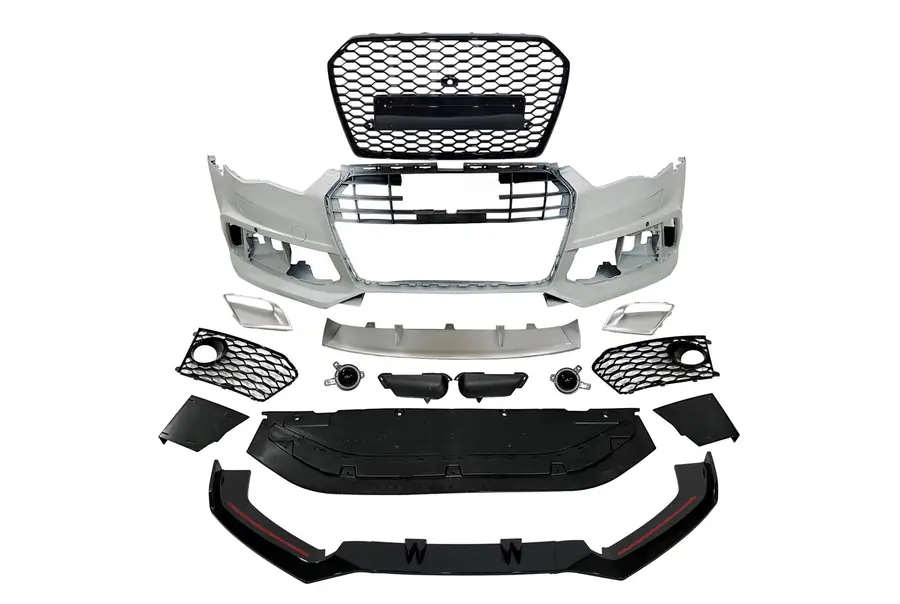 Paragolpes delantero Audi A6 2015-2018 C7 Look RS6 Spoiler Cámara - Plástico ABS