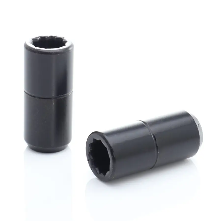 Set of Black Long Star Lug Nuts 14x1.5 + Key