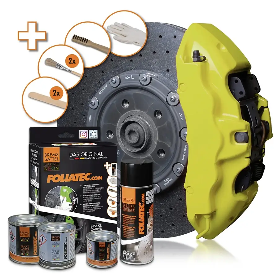 Foliatec Kit Pintura Para Pinzas De Freno Neón Amarillo 4 Componentes