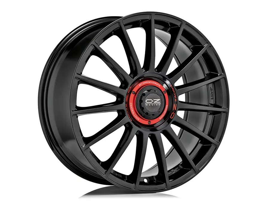 Llanta Supert Evoluz OZ Racing Gloss Black + Red Lettering 8x18 5x112 ET45