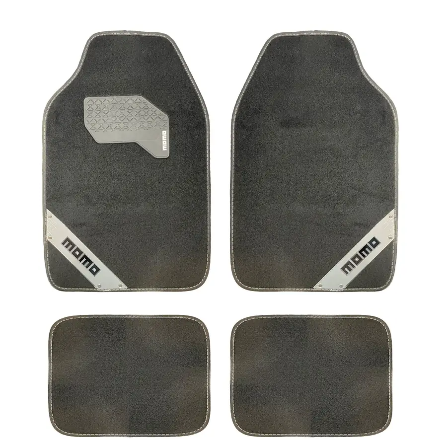 Set Completo De 4 Piezas Alfombras MOMO 012 Universales Negro/Blanco