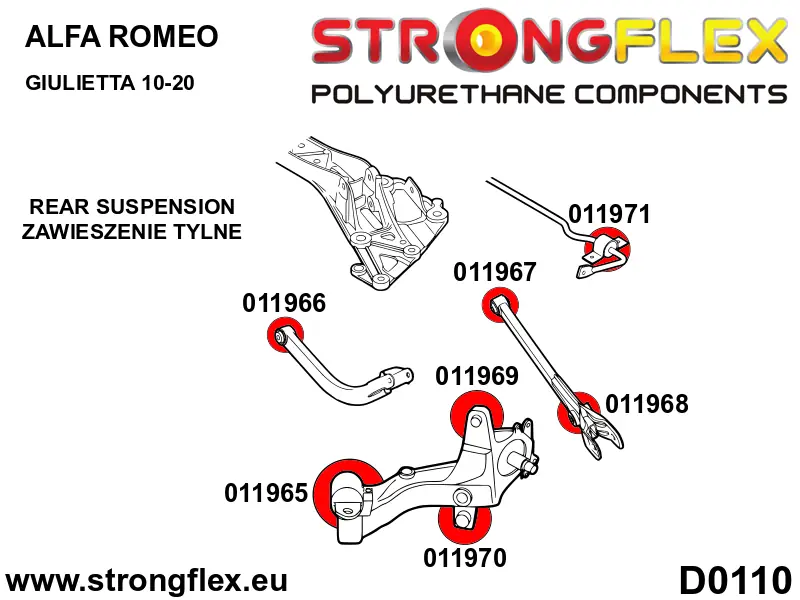 Silentblock de suspensión StrongFlex 011966A para StrongFlex Alfa Romeo Giulietta Iii Type 940 10-20