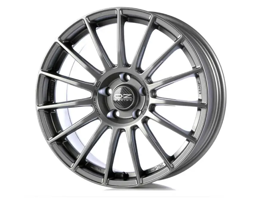 Llanta Superturismo Lm OZ Racing Matt Graphite Silver Lettering 7.5x18 5x112 ET50