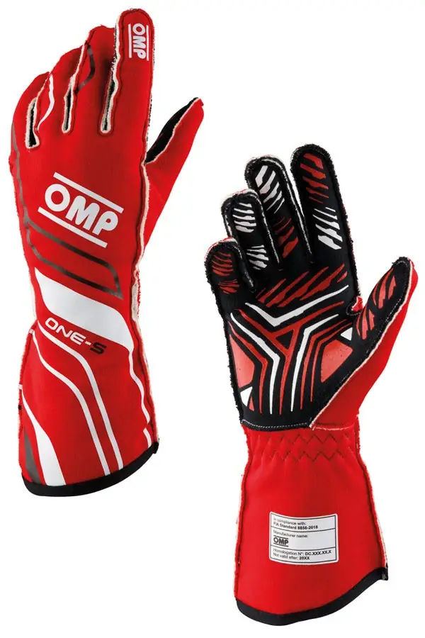 Guantes racing OMP ONE-S FIA 8856-2018 rojo talla S