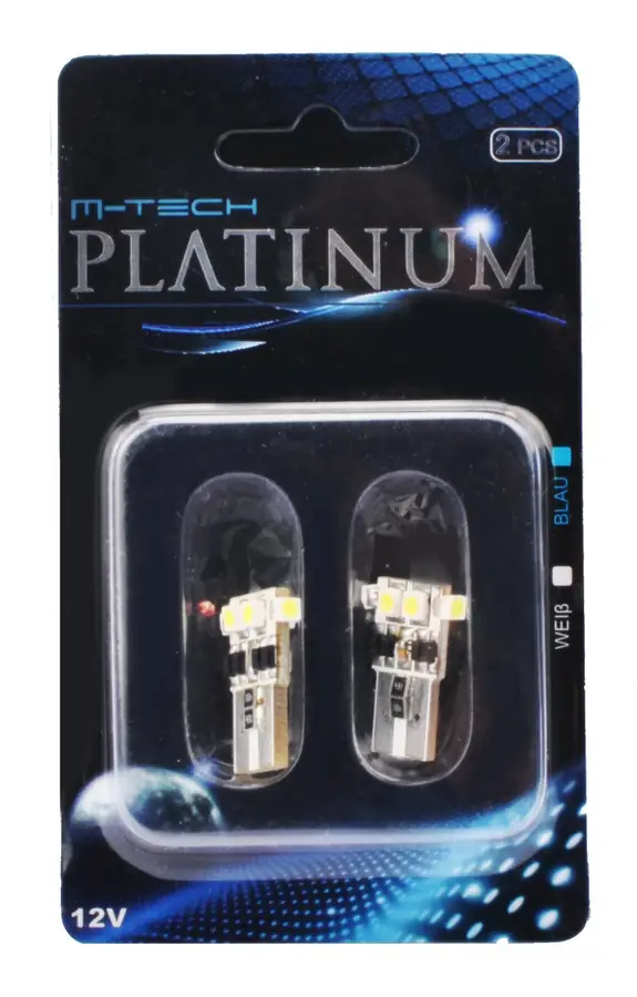 M-Tech Blister 2X LED L341 - W5W Smd1210 12V Canbus Blanco