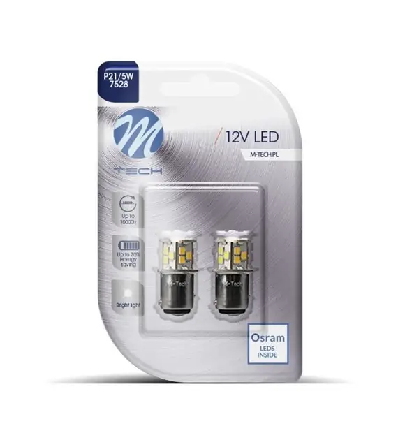 Blister 2X M-Tech Econo Lb113W - Bay15D, 21Xsmd2835, Blanco