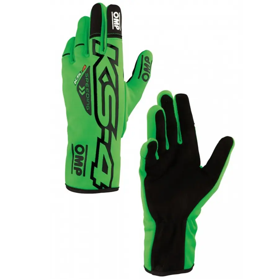 Guantes karting OMP KS-4 verde flúor/negro talla M
