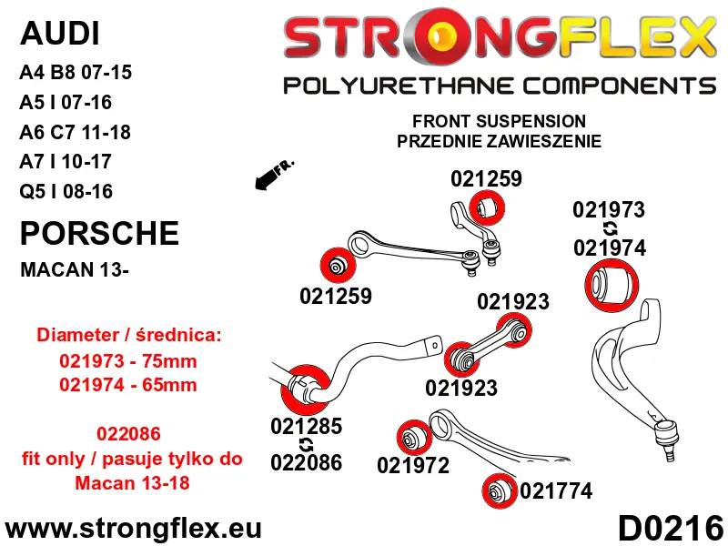 Silentblock de suspensión StrongFlex 022086A para StrongFlex Porsche Macan 13
