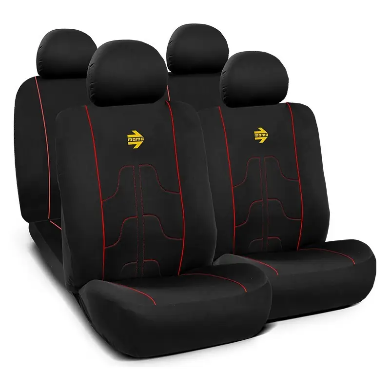 Set Completo Cubre Asientos MOMO Coche 11 Piezas Negro Y Rojo