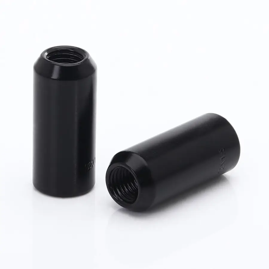 Set of Black Long Imbus Lug Nuts 12x1.25 + Key