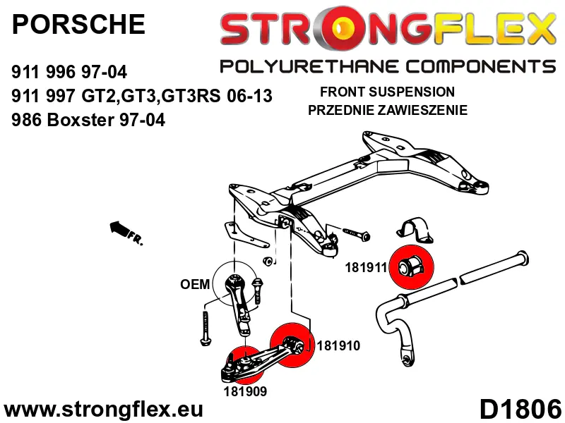 Silentblock de suspensión StrongFlex 181910A para StrongFlex Porsche 911 991 12-19