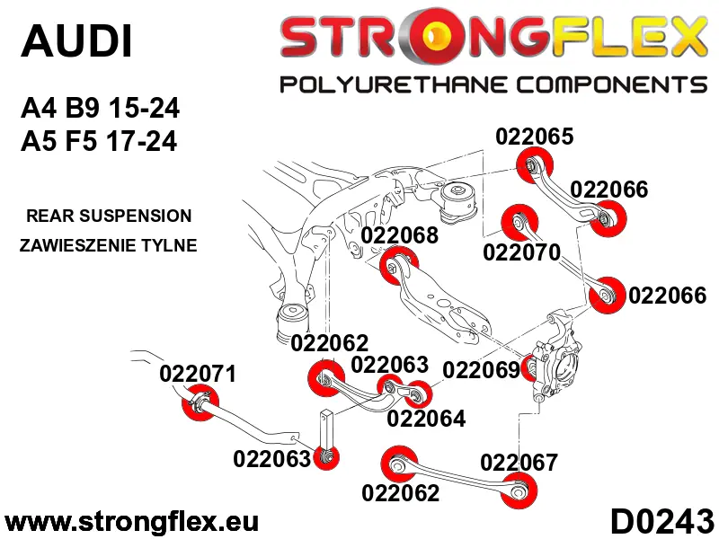 Silentblock de suspensión StrongFlex 022063A para StrongFlex Audi A4 / S4 Rs4 V B9 16-23