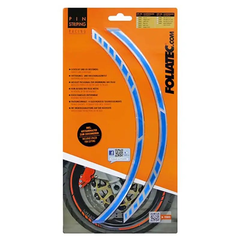 Foliatec Pinstriping Racing Gt Azul 14 Bandas De 7 mm X 41 cm Incluido Espaciador