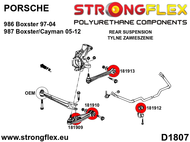 Silentblock de suspensión StrongFlex 181912A para StrongFlex Porsche Boxster / Cayman 981 12-16