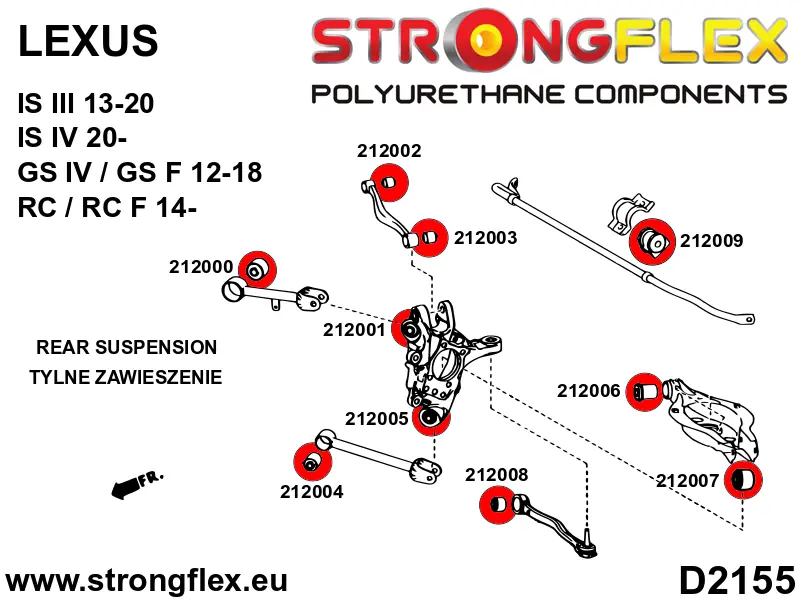 Silentblock de suspensión StrongFlex 212002A para StrongFlex Lexus Gs / F Iv L10 12-20
