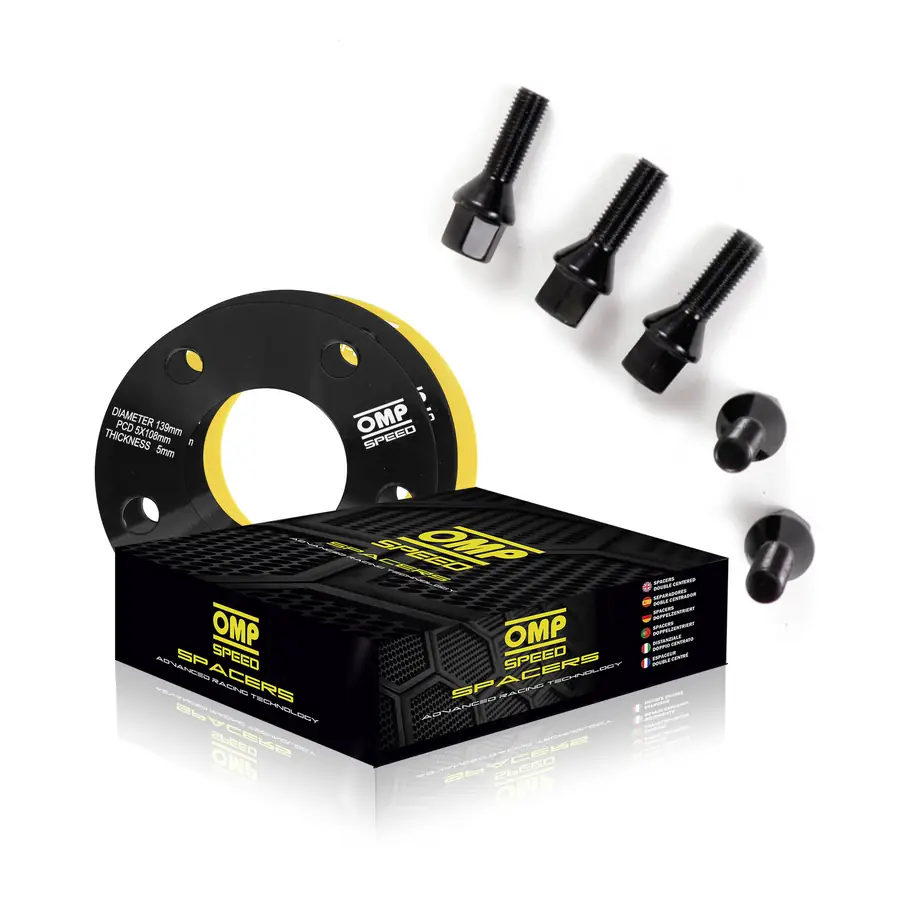 OMP Speed Juego de Separadores Ancho: 5MM Pcd: 4x108 Cb.h: 57.1 Od: 139 Tornillo M14x1.5 Conico