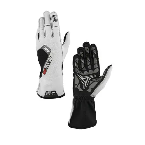 Guantes karting OMP karting KS-3 MY2026 BLANCOS/NEGROS talla 4 (Niños)