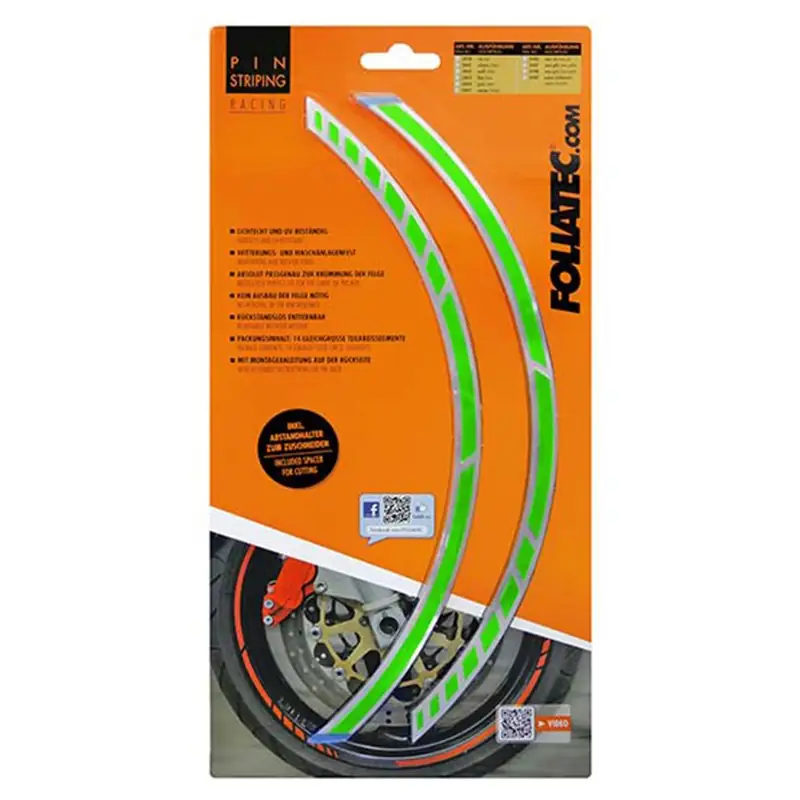 Foliatec Pinstriping Racing Neón Verde 14 Bandas De 7 mm X 41 cm Incluido Espaciador