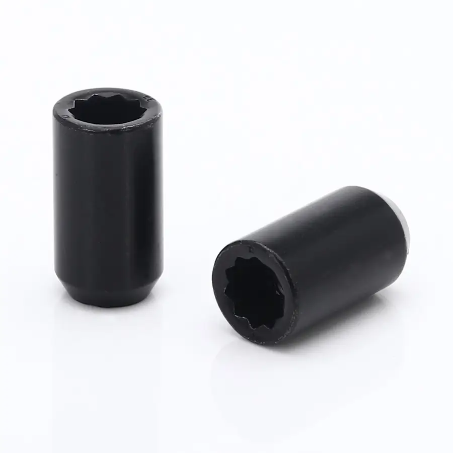 Set of Black Star Lug Nuts 14x1.5 + Key