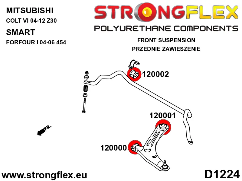 Silentblock de suspensión StrongFlex 120000B para StrongFlex Mitsubishi Colt Vi Z30 04-12