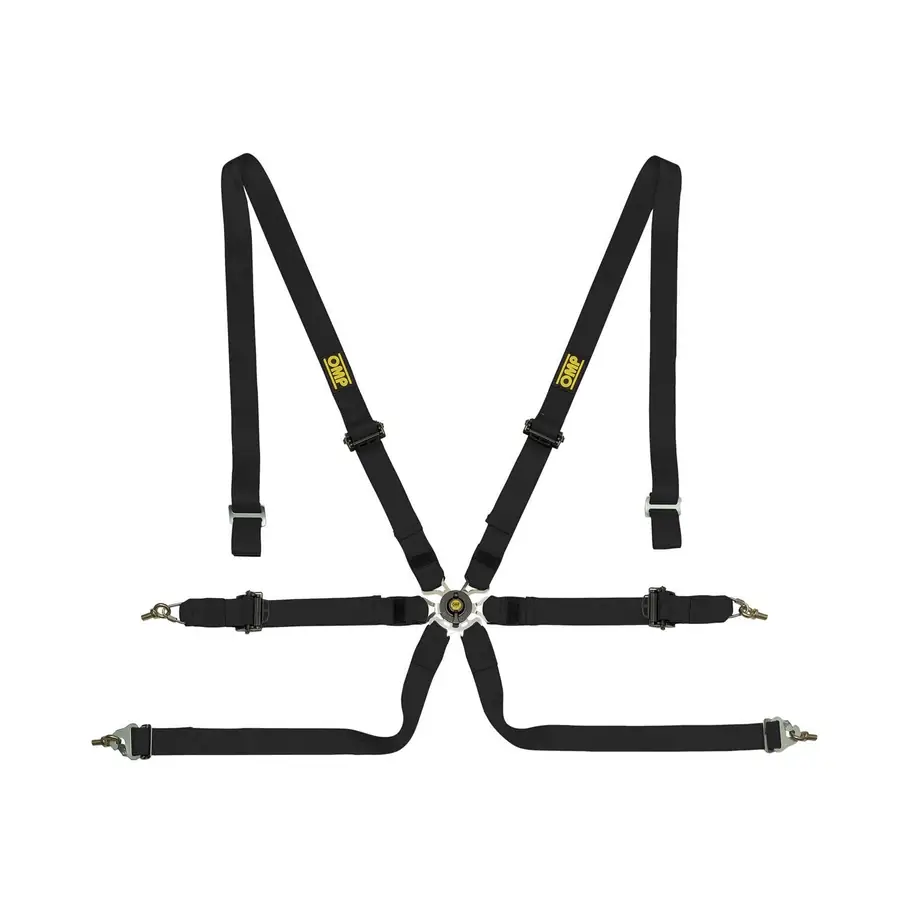 Arnés racing OMP Arnes en Polyester para Saloon - 6 Puntos - Pull Up. Ergal Ajuste- negro
