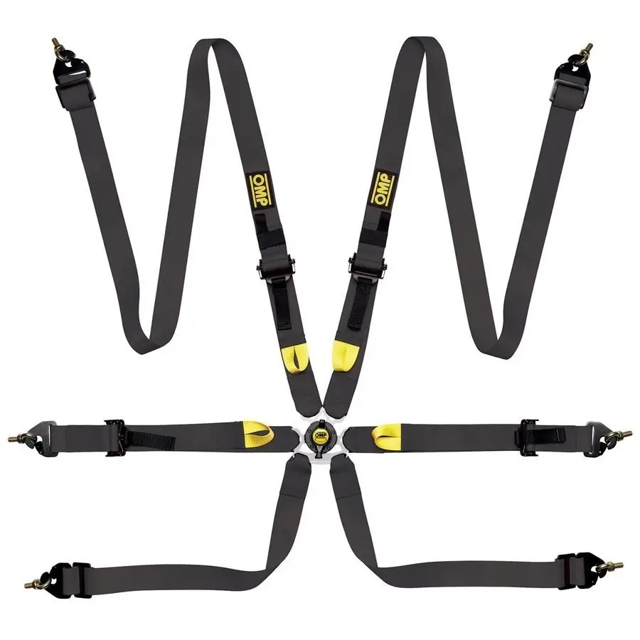 Arnés racing OMP Arnes 6 Puntos First 2" FIA 8853-2016 Pull Up - Acero Adj. negro